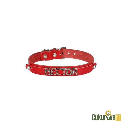 CATTIE GERÇEK DERİDEN EL YAPIMI İSİMLİKLİ KEDİ BOYUN TASMASI XL - 1.5 MM x 28 - 32 CM - KIRMIZI