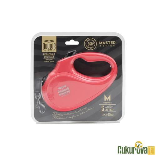 DOGGIE MASTER SERİSİ OTOMATİK UZATMA TASMASI M - 25 KG - 5 M - PEMBE