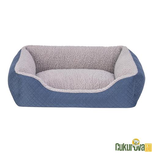 PET COMFORT BRAVO DUO KEDİ & KÖPEK YATAĞI MAVİ - GRİ PELUŞ S - 55 x 45 CM