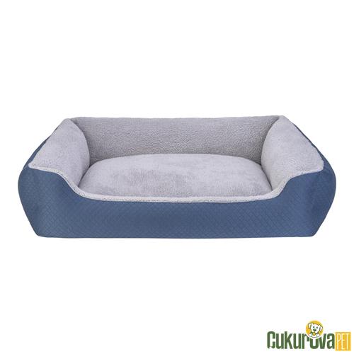 PET COMFORT BRAVO DUO KEDİ & KÖPEK YATAĞI MAVİ - GRİ PELUŞ XL - 105 x 80 CM