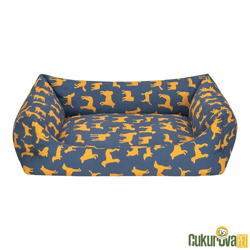PET COMFORT UNIFORM LACİVERT - SARI KEDİ & KÖPEK YATAĞI M - 70 x 60 CM