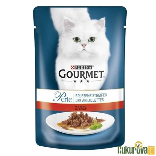 GOURMET PERLE PARÇA ETLİ IZGARA SIĞIR ETLİ YETİŞKİN KEDİ KONSERVESİ 85 GR