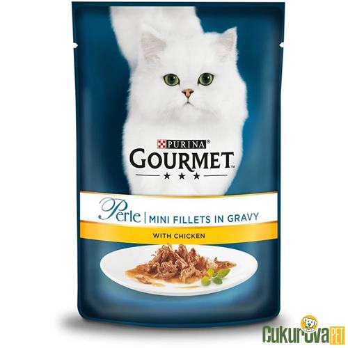 GOURMET PERLE PARÇA ETLİ IZGARA TAVUKLU YETİŞKİN KEDİ KONSERVESİ 85 GR