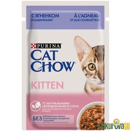 CAT CHOW POUCH SOS İÇİNDE KUZU ETLİ VE KABAKLI YAVRU KEDİ YAŞ MAMASI 85 GR