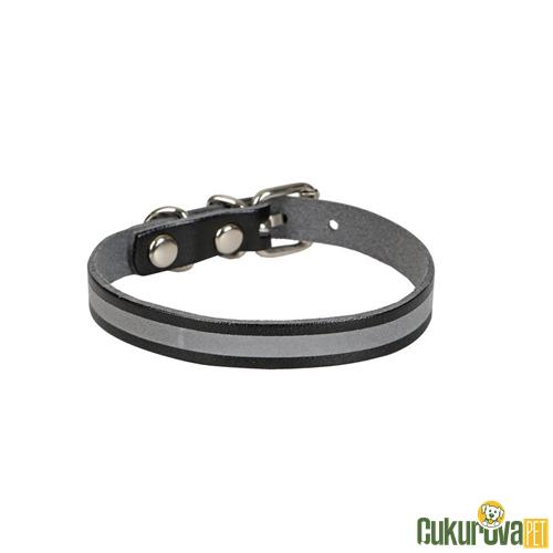 CATTIE GERÇEK DERİDEN EL YAPIMI REFLEKTÖRLÜ KEDİ BOYUN TASMASI M - 1 MM x 21 - 25 CM - SİYAH