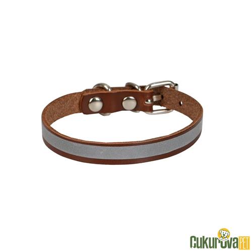 CATTIE GERÇEK DERİDEN EL YAPIMI REFLEKTÖRLÜ KEDİ BOYUN TASMASI M - 1 MM x 21 - 25 CM - KAHVERENGİ