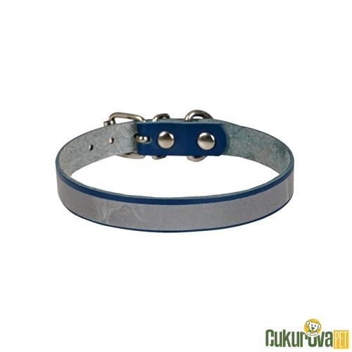CATTIE GERÇEK DERİDEN EL YAPIMI REFLEKTÖRLÜ KEDİ BOYUN TASMASI M - 1 MM x 21 - 25 CM - ROYAL MAVİ