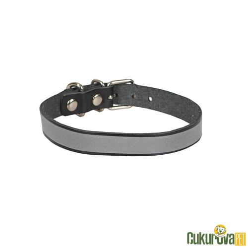 CATTIE GERÇEK DERİDEN EL YAPIMI REFLEKTÖRLÜ KEDİ BOYUN TASMASI L - 1.2 MM x 25 - 29 CM - SİYAH