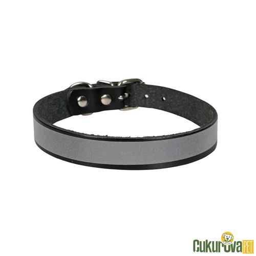 CATTIE GERÇEK DERİDEN EL YAPIMI REFLEKTÖRLÜ KEDİ BOYUN TASMASI XL - 1.5 MM x 28 - 32 CM - SİYAH