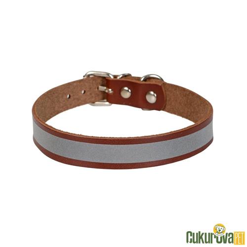 CATTIE GERÇEK DERİDEN EL YAPIMI REFLEKTÖRLÜ KEDİ BOYUN TASMASI XL - 1.5 MM x 28 - 32 CM - KAHVERENGİ