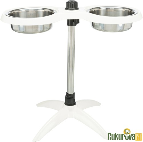 TRIXIE KÖPEK AYAKLI MAMA VE SU KABI MELAMIN PASLANMAZ ÇELİK 2 x 1.6 L - 21 CM