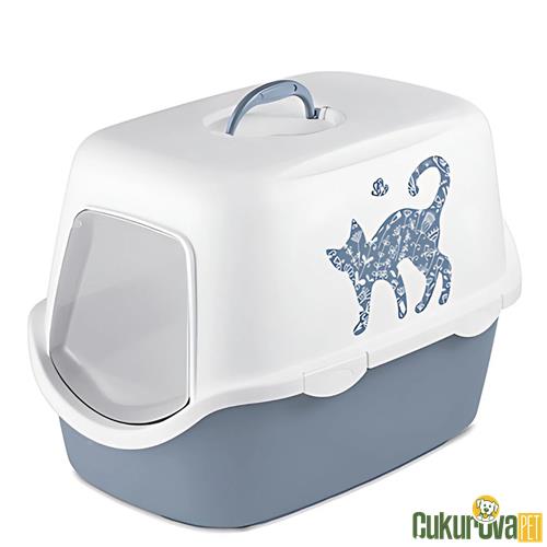 STEFANPLAST CATHY GRIFFE KAPALI KEDİ TUVALETİ - MAVİ