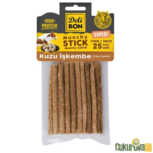 DELİBON SUPER MUNCHY ÇUBUK KUZU İŞKEMBELİ İNCE 25 ADET 