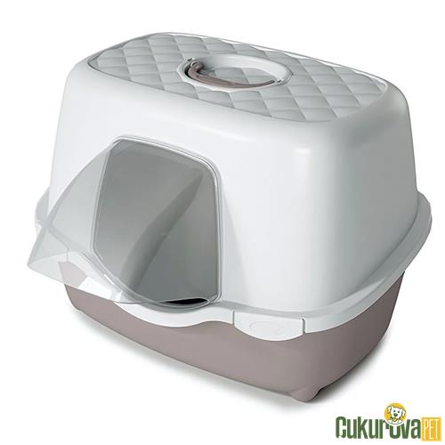 STEFANPLAST TRES CHIC DIŞ MEKAN KAPALI KEDİ TUVALETİ - PEMBE / BEYAZ