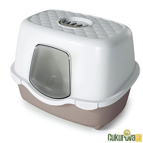 STEFANPLAST TRES CHIC KAPALI KEDİ TUVALETİ - BEYAZ / PEMBE
