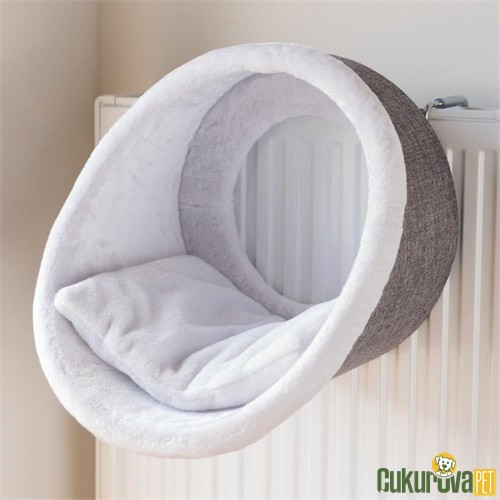TRIXIE PELUŞ KEDİ KALORİFER YATAĞI 38 x 34 CM - BEYAZ - GRİ