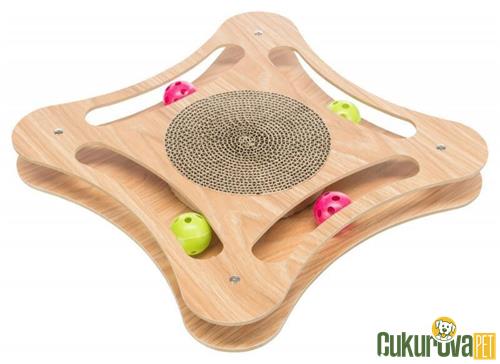 TRIXIE KEDİLER İÇİN CATNİPLİ OYUN TOPLU KARTON VE AHŞAP TIRMALAMA OYUNCAĞI 35 x 4 x 35 CM