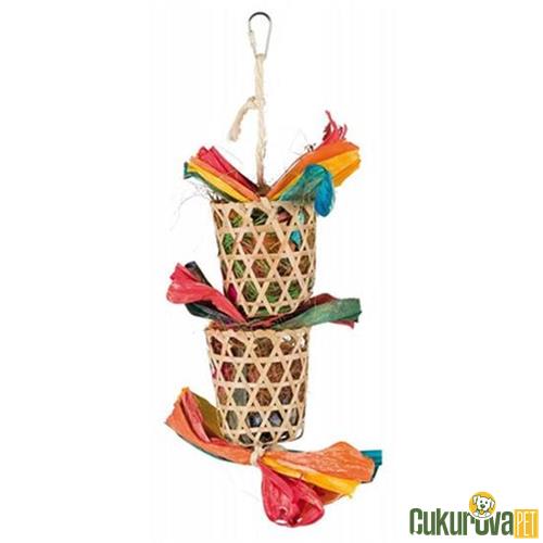TRIXIE DOĞAL PALM KABUKLU TÜYLÜ KUŞ OYUNCAĞI 35 CM