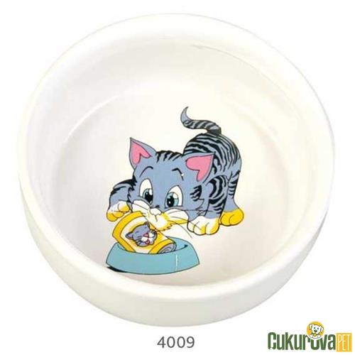 TRIXIE KEDİLER İÇİN DESENLİ SERAMİK MAMA VE SU KABI 11 CM - 300 ML