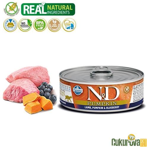 N & D Balkabakli Tahılsız Kuzulu Yaban Mersi̇nli̇ Yetişki̇n Kedi̇ Konservesi̇ 80 Gr