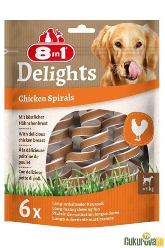 8 In 1 Delights Chicken Spirals Tavuklu Burgu Köpek Ödülü 6'li