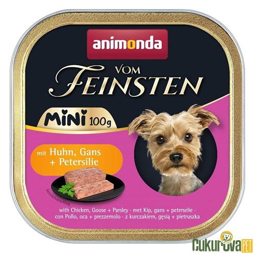 Animonda Vom Feinsten Mini Tavuklu ve Kazlı Yetişkin Köpek Yaş Maması 100 Gr