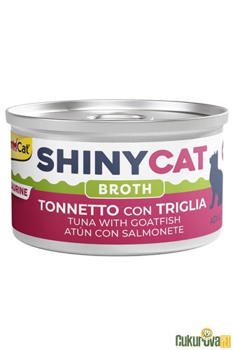 Gimcat ShinyCat Broth Sos İçinde Barbun Balıklı Ve Ton Balıklı Yetişki̇n Kedi̇ Konservesi 70 Gr
