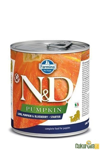 N & D Pumpkin Balkabaklı Tahılsız Kuzu Etli ve Yaban Mersinli Starter Yavru Köpek Konservesi 285 Gr