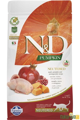 N & D Pumpkin Bıldırcın Etli Bal Kabaklı Ve Narlı Tahılsız Kısırlaştırılmış Kedi Maması 1.5 Kg