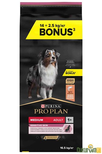 Pro Plan Medium Sensitive Skin Somonlu Yetişki̇n Köpek Maması 16.5 Kg