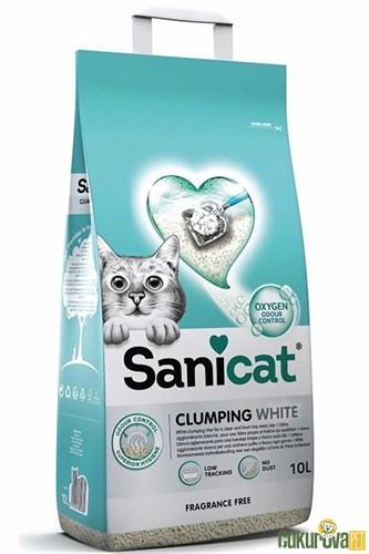 Sanicat Clumping White Kokusuz Hızlı Topaklanan Beyaz Kedi Kumu 10 L
